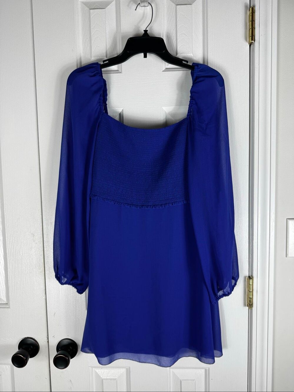 Wilfred Aritzia Womens Smocked Square Neck Long Sleeve Mini Dress Size XS
